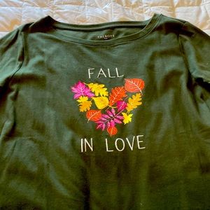 Talbots Fall shirt with leaves on the front